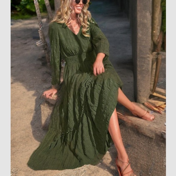 Boho ruffle hem fall dress - Picture 8 of 16